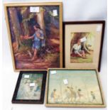 Four small framed coloured prints after Margaret W. Tarrant
