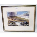 †Bryan Hayes: a framed coloured print, entitled Dartmoor Mists - bearing signed personal