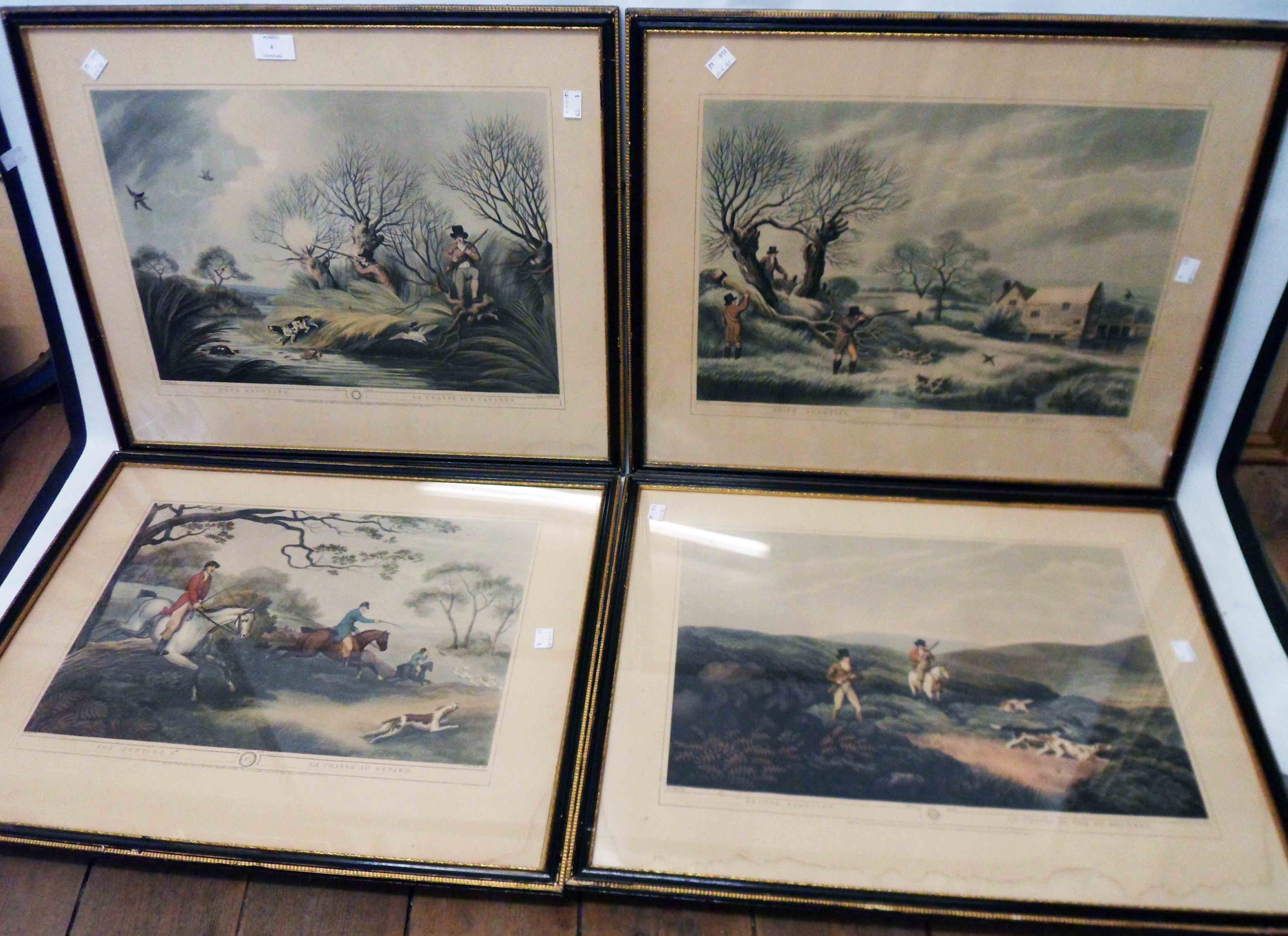 A set of four Hogarth framed reprints of S. Howitt sporting and hunting prints with English and