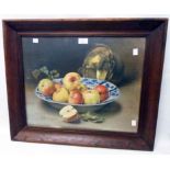 After A.F. Bonnardel: an oak framed coloured print still life with bowl of apples