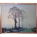 A gilt framed coloured print, depicting Winter trees - minor scuffs to surface