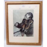 †Degas: a gilt framed coloured print, entitled Violinist Seated, Study