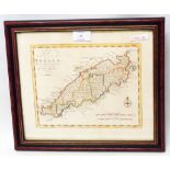 A modern framed reproduction map print of the island of Tobago, after T. Bowen