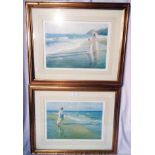 Felix Serra: a pair of gilt framed signed limited edition coloured prints - signed - sunlight