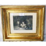 A small gilt framed monochrome engraving, entitled The Two Friends