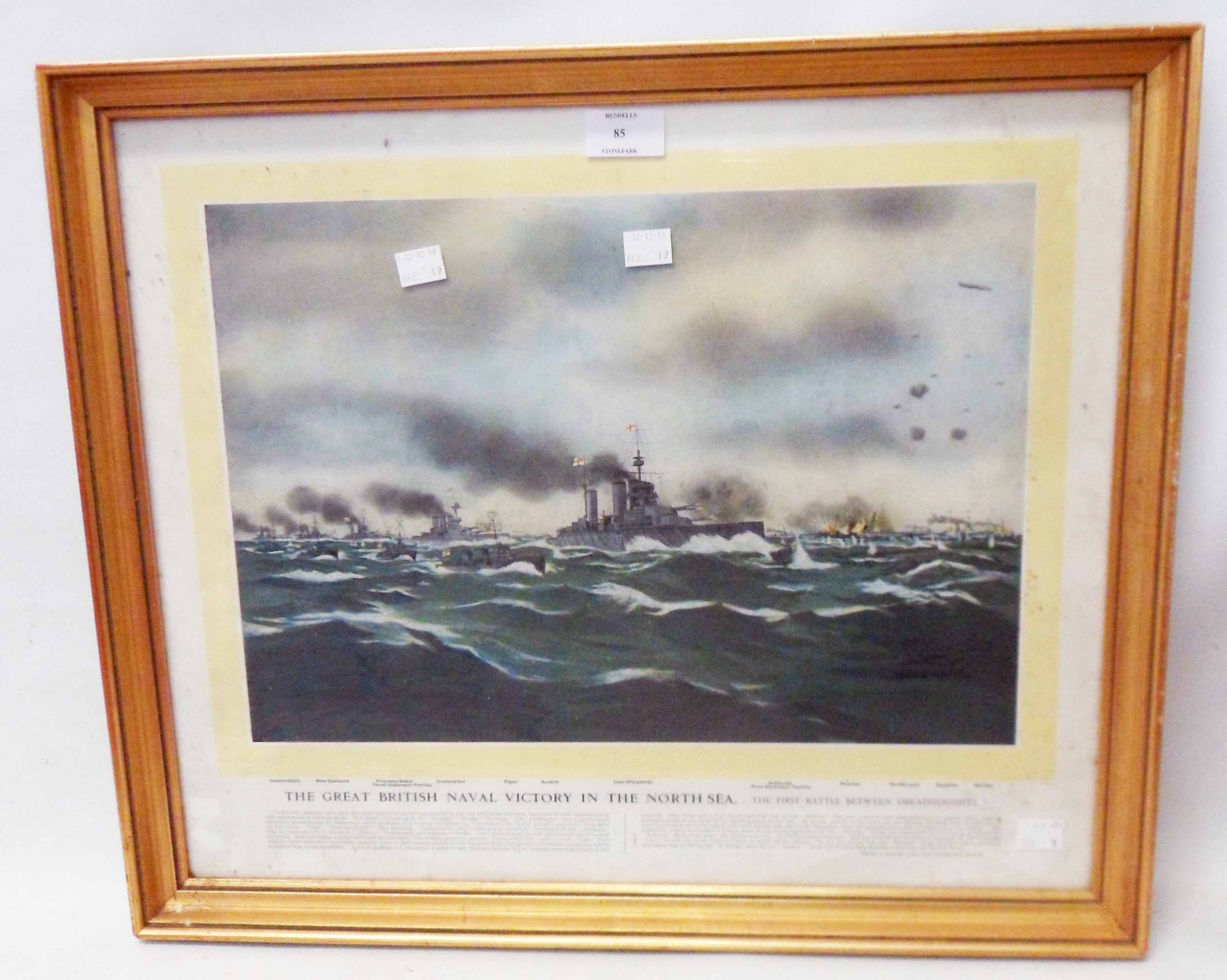 A framed print, entitled The Great British Naval Victory in the North Sea