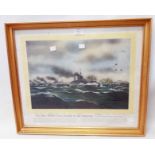 A framed print, entitled The Great British Naval Victory in the North Sea