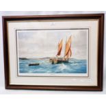 †John Chancellor: a framed limited edition print entitled Coasting Shamrock in Start Bay - bearing