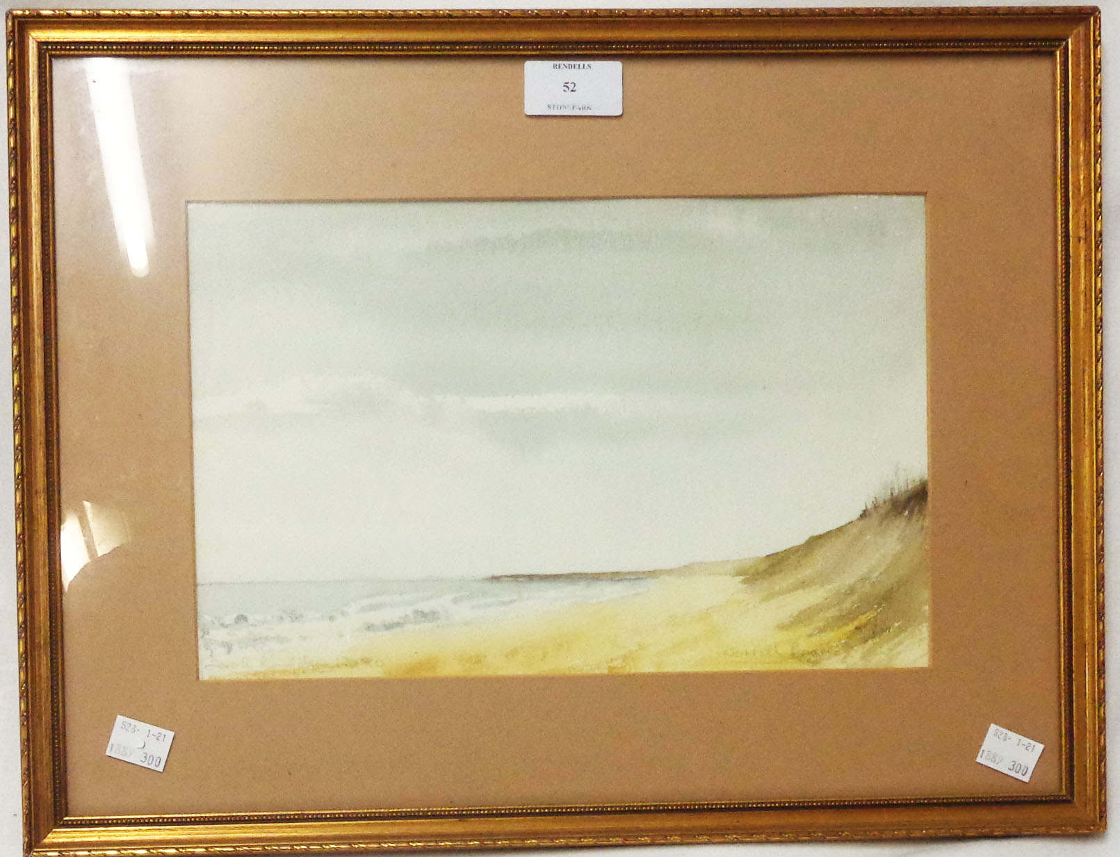 Derek Radden: A gilt framed and slipped watercolour entitled Norfolk Coast - signed and with