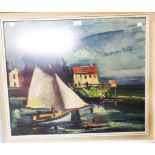 †Maurice Vlaminck: a vintage framed large coloured print entitled La Bateau a Voile