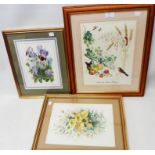 Marjorie Blamey: a framed signed coloured print, entitled Autumn - sold with two floral study