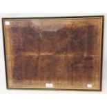 A Hogarth framed reproduction map print of Hertford Shire with stained finish