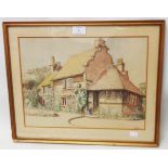 †B. E. Macdonald: a gilt framed watercolour, depicting a Tudor style country house - signed