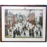 †L.S. Lowry: a Hogarth framed coloured print Ganymed Reproduction of A Village Square
