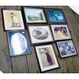A quantity of small framed decorative coloured prints