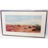 J. Bennetti-Longhini: a framed silk painting, depicting a Middle Eastern desert scene - signed and