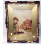 Stuart Lloyd: a damaged gilt jesso framed watercolour, entitled Chepstowe Castle - signed and with