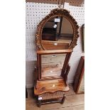 A modern polished pine framed platform dressing table mirror - sold with an ornate gilt plaster