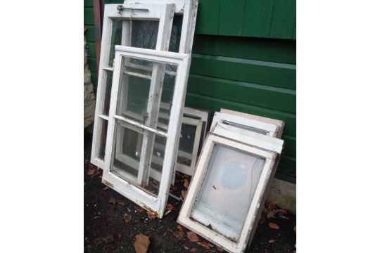 Ten assorted old windows