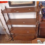 An 80cm mahogany four tier stand with turned supports and feet