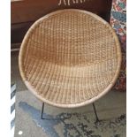 A vintage satellite rattan tub chair with detachable metal legs - a/f