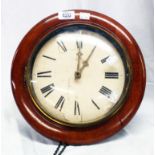 A 19th Century postman style wall clock with wooden birdcage bell striking movement and two