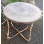 A vintage X-frame tube steel table base with Bakelite top - corrosion