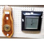 A vintage square Bakelite cased aneroid wall barometer - dial faded - sold with another
