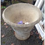 A 48cm diameter concrete tapered garden pot