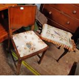 A 20th Century stool with tapestry upholstered top - sold with a mid 20th Century chair