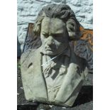 A 43cm high concrete bust of Beethoven