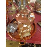 A copper kettle, tray, etc.