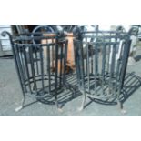 Two heavy wrought iron garden planter frames