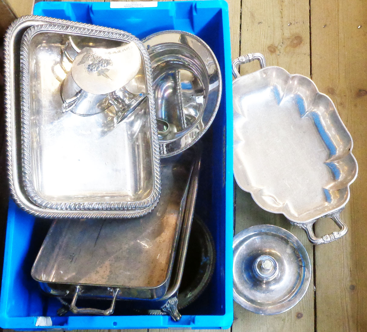 A quantity of silver plated items including serving and muffin dishes, etc. - various condition