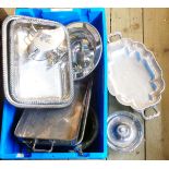 A quantity of silver plated items including serving and muffin dishes, etc. - various condition
