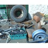 Auto jumble including motor car rubber seals, hoses and belts, etc. - sold with leaf spring,