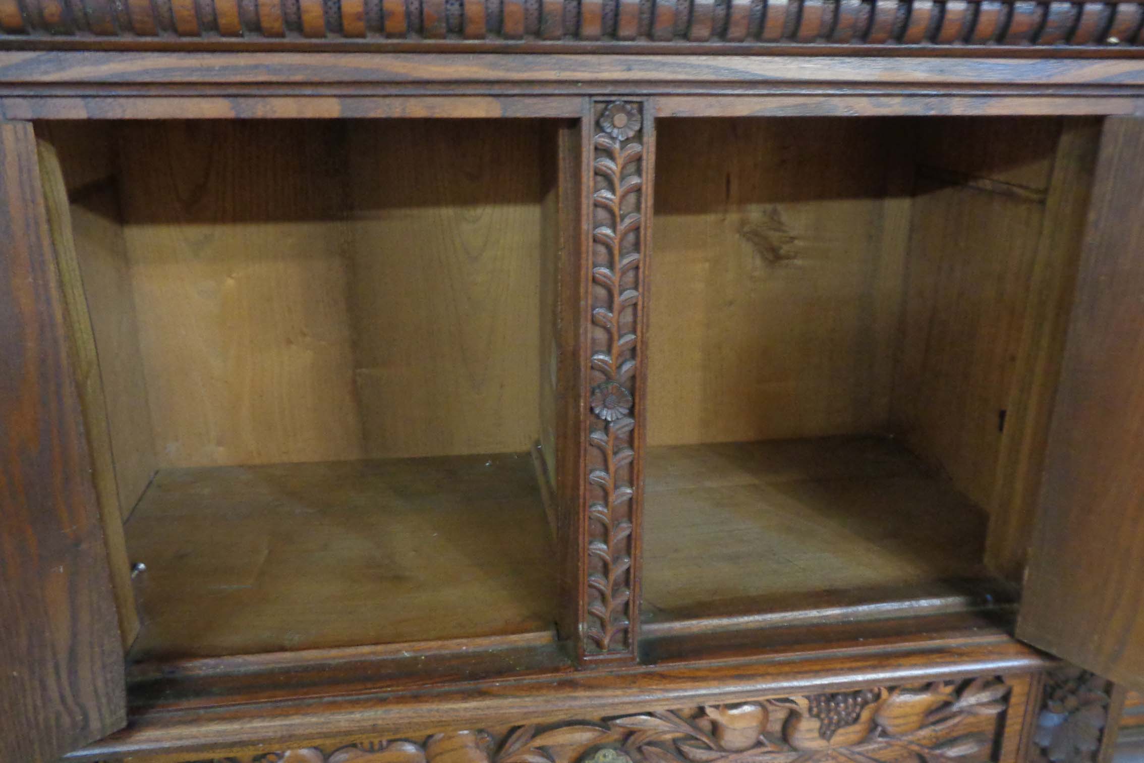 A 1.53m Chinese export polished carved hardwood twin pedestal desk, the ornate superstructure with - Image 52 of 54