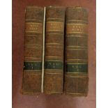 The Holy Bible circa 1820's in 3 vols., folio, leather bound with ribbed stitched spines, all signed