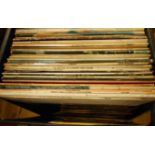 A case of vinyl LP and 45rpm records