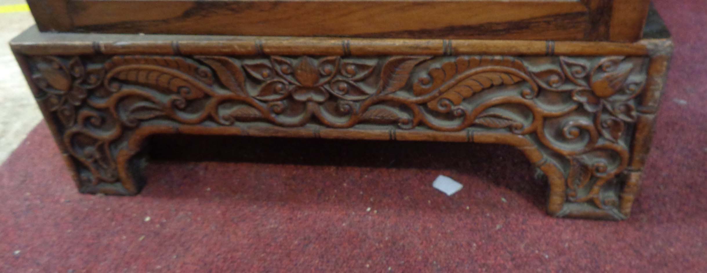 A 1.53m Chinese export polished carved hardwood twin pedestal desk, the ornate superstructure with - Image 37 of 54
