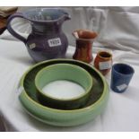 Five pieces of Candy ware including vases and jug