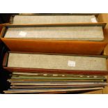 A box of vinyl LP records including The Supremes, Simon & Garfunkel, Kate Bush, etc.