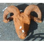 A cast iron rams head