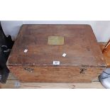 A 60cm late Georgian oak lift-top box previously containing a full set of warranted weights, bearing