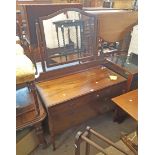 A 1.06m Edwardian walnut and strung dressing chest with shaped swing mirror, two short and two
