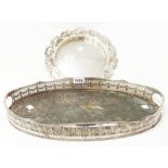 A 45.5cm silver plated gallery tray - sold with a plated breadboard surround