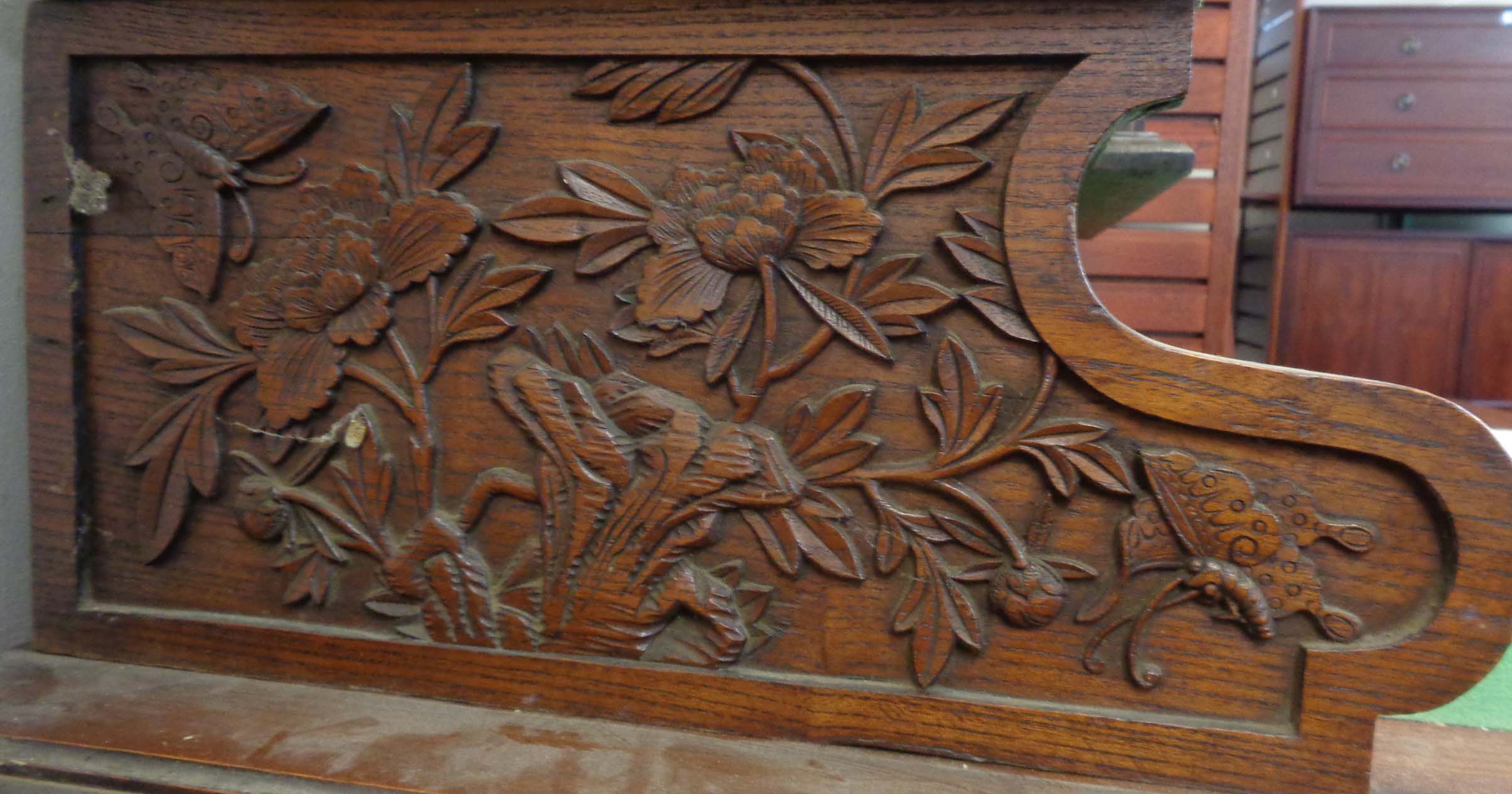 A 1.53m Chinese export polished carved hardwood twin pedestal desk, the ornate superstructure with - Image 49 of 54
