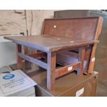 An oak folding bed table and a rustic low table - various condition