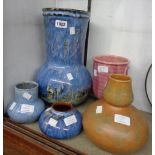 Five Candy Ware vases - various condition