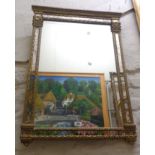 A reproduction ornate gilt framed pier mirror with mirror inset border - 62cm X 92cm